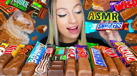 Asmr Eating Chocolate Candy Bars Sweet Dessert 바 초콜릿 디저트 Snickers