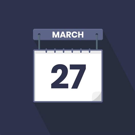 27th March calendar icon. March 27 calendar Date Month icon vector ...