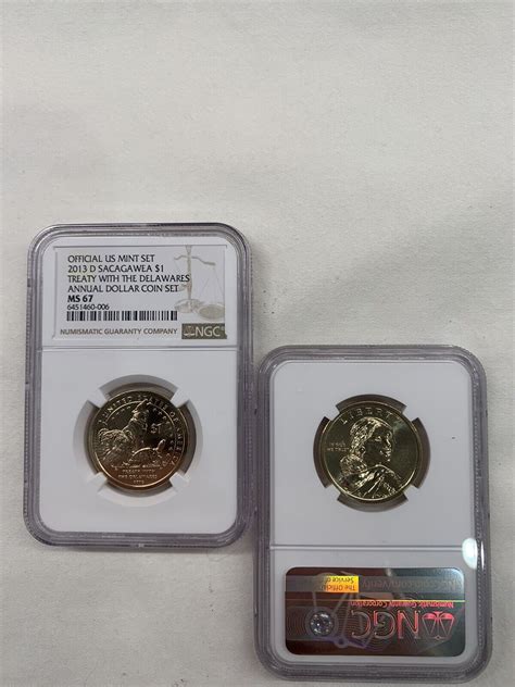 D Sacagawea Treaty W Delawares Annual Dollar Coin Set Ngc Ms