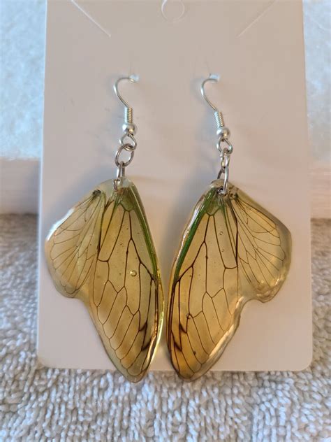 Real Handmade Butterfly Wing Earrings Resin Coated Dr Gem