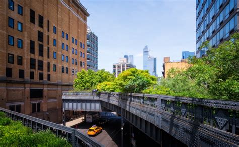 Photo Of The High Line Park In Manhattan With A New York City Yellow Cab