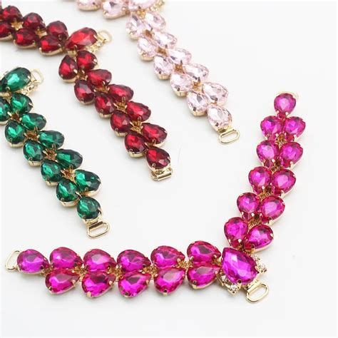 1 18 5cm Metal Crystal Bikini Connector Buckle Glass Rhinestone Slipper Chain DIY Flip Flops