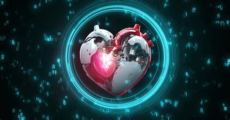 Digital Heart Shape 3d Heart Beating Animation. Artificial Intelligence Heart Pulsing Animation ...