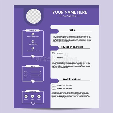 Modern Cv Resume Template Design Layout Vector Template For Business