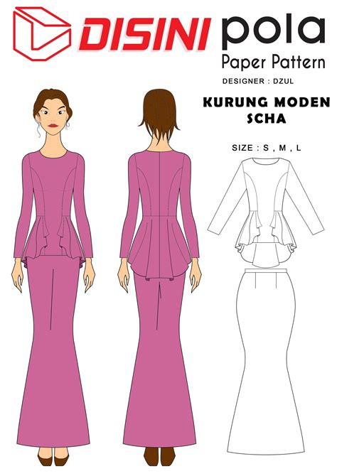 Pola Kurung Moden 30 Ide Keren Pola Baju Kurung Moden Saiz M Lamaz