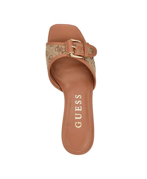 Guess Womens Dista Mid Heel Open Toe Buckle Sandals Macys