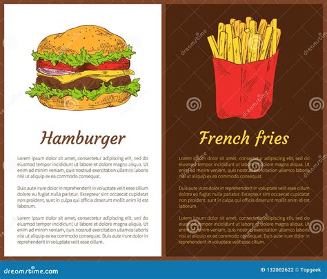 Hamburger And French Fries Vector Illustration Stock Vector