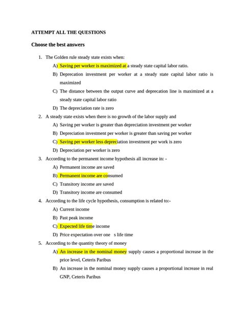 Worksheet For Macro Ii Pdf Labour Economics Supply Economics