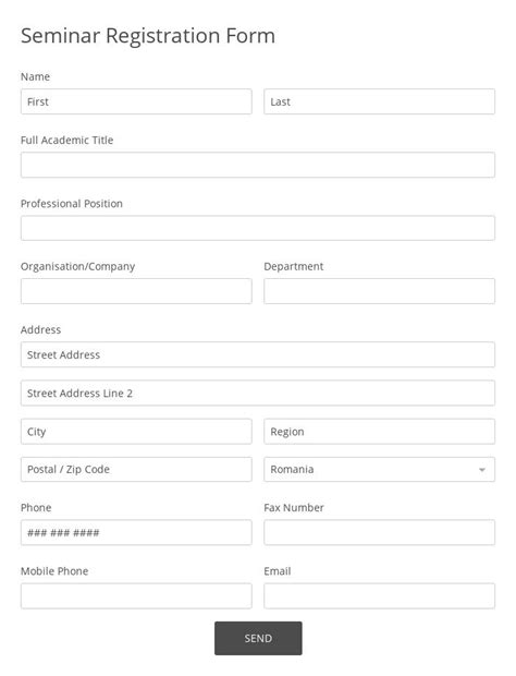 Seminar Registration Form Free Template 123FormBuilder