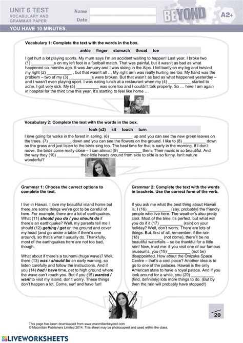 Test Unit 6 Beyond A2+ online exercise for | Live Worksheets