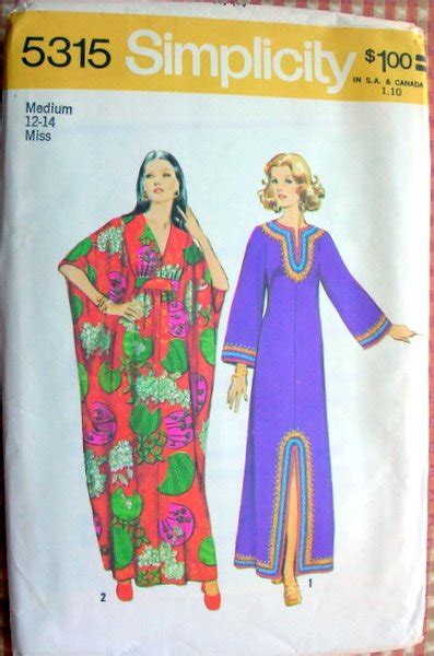 Misses Caftan Vintage Sewing Pattern Simplicity 5315