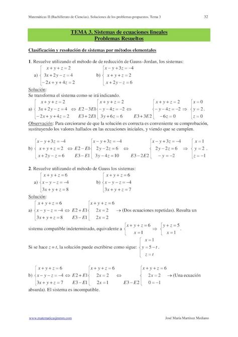 Pdf Tema Sistemas De Ecuaciones Lineales Problemas Pdf