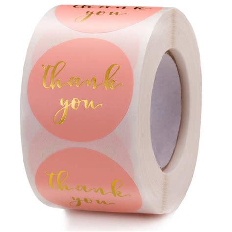 Buy Mrimaya Pink Thank You Stickers Pcs A Roll Inch Gold Foil