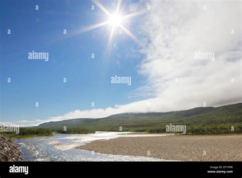 Tundra Landscape With River At Sunny Summer Day Stock Photo Alamy