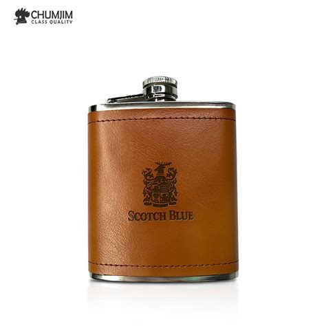 Chumkim 7oz Portable Stainless Steel Leather Hip Flask Mini Hip Flask