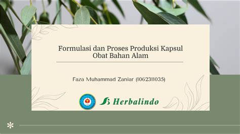 Formulasi Dan Proses Produksi Obat Bahan Alam Youtube