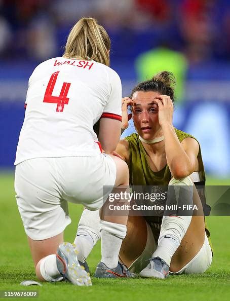 Lucy Bronze And Keira Walsh Of England Look Dejected Following The