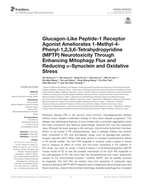 Pdf Glucagon Like Peptide 1 Receptor Agonist Ameliorates 1 Methyl 4