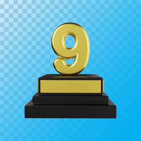Premium Psd Number 9 Golden Luxury 3d Rendering