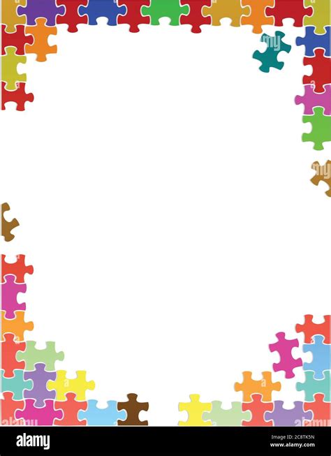 Colorful Puzzle Pieces Border Template Illustration Design Over A White