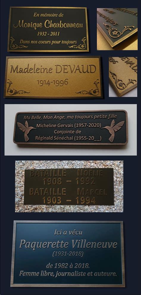 Plaques Fun Raires En Bronze S Lection Photo En Relief Plaques Dumas