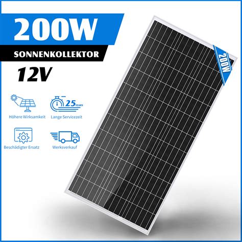 200W 12V Solarpanel Monokristallin Solarmodul Boot Wohnmobil Camp