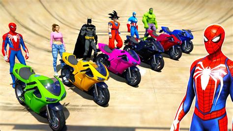 Racing Motorcycles With Spiderman Gta Lucia Superheroes Motos Racing