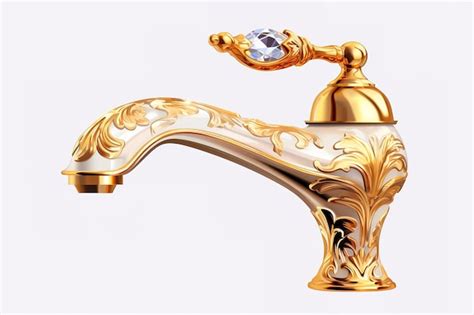 Premium Vector Mixer Cold Hot Water Modern Faucet Golden Bathroom Isolated White Background