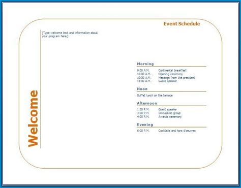 √ Free Printable Event Program Template Word