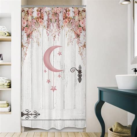 Small Rv Half Rustic Shower Curtain Wx H Inch Stall Barn Door Flower