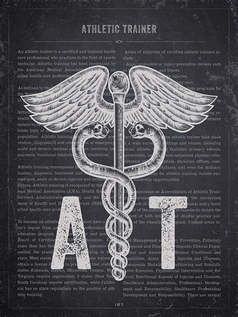 Athletic Trainer T Idea With Caduceus Illustration 02 Digital Art By