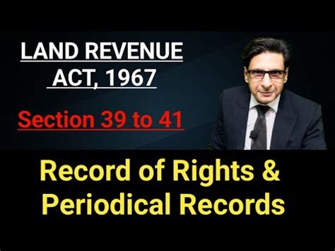 Record Of Rights Periodical Records Section 39 To 41 Land Revenue