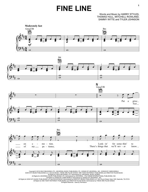 Harry Styles Fine Line Sheet Music And Printable PDF Music Notes