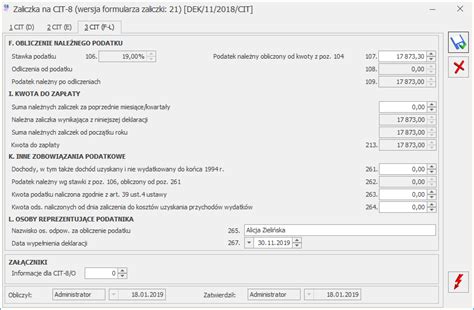 Wyliczenie Zaliczki Na CIT 8 Baza Wiedzy Programu Comarch ERP Optima