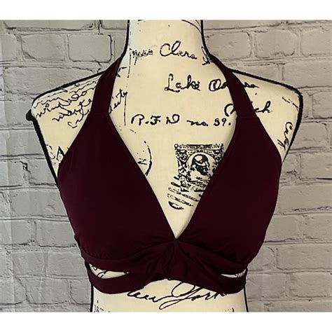 Kona Sol Womens Maroon Faux Wrap Bikini Top Size Depop