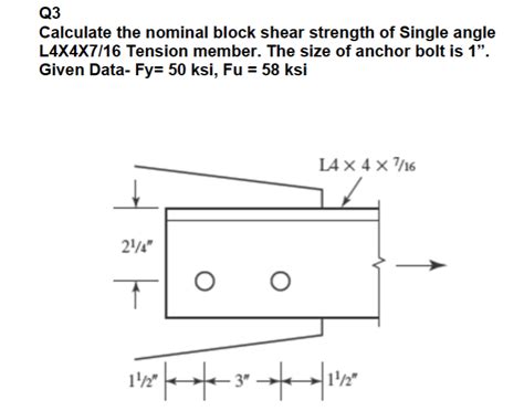 Solved Q3 Calculate The Nominal Block Shear Strength Of