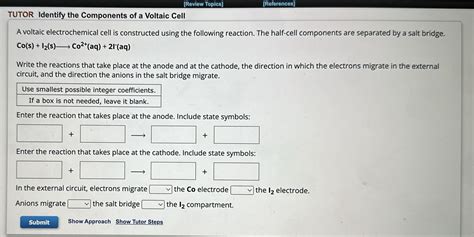 Solved A Voltaic Electrochemical Cell Is Constructed Using Chegg