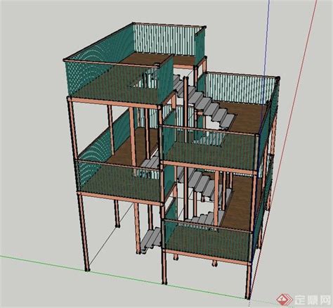 园林景观山林观景台设计su模型