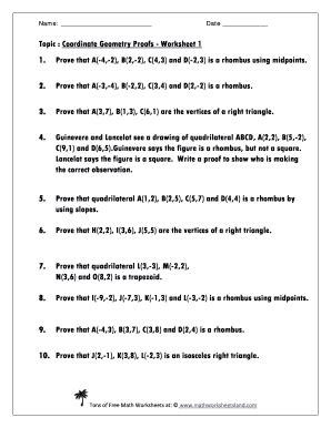 Coordinate Geometry Proofs Worksheet - Fill Online, Printable, Fillable, Blank | pdfFiller