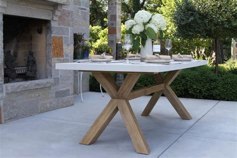 Ivory Composite & Eucalyptus Hardwood Outdoor Dining Table