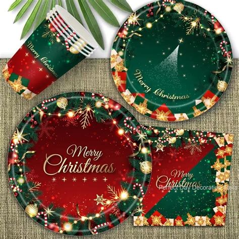 Feliz Natal Descart Veis Talheres Set Placas De Papel Home Decor Ano