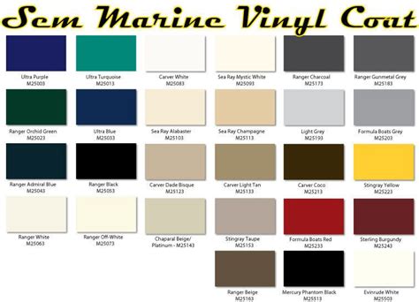 Sem Vinyl Paint Color Chart