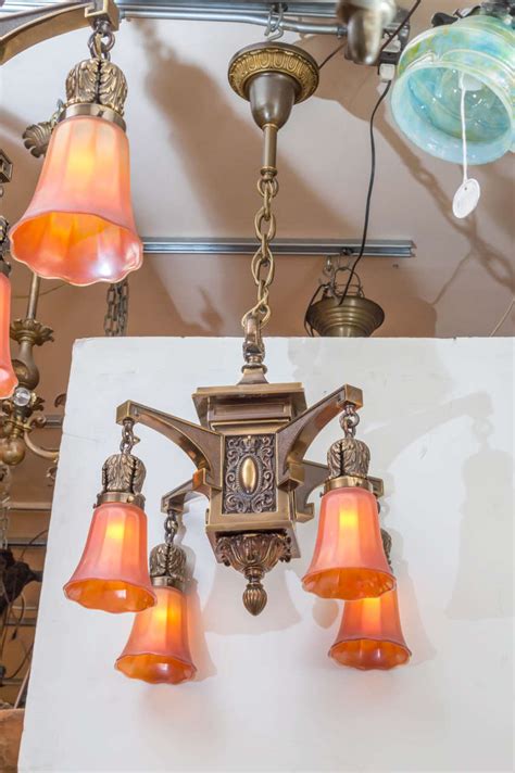 Exceptional Pair Of Arts And Crafts Four Arm Chandeliers At 1stdibs