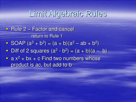 Ppt Limit Algebraic Rules Powerpoint Presentation Free Download Id
