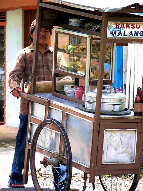 Selling Bakso Malang Traditional Food Java Indonesia Street Food