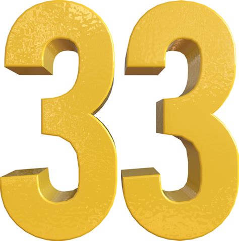 Number 33 Yellow Metal Paint 3d Render 16652974 Png