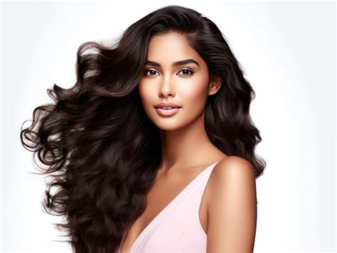 Premium Photo | Indian model showcases hair transformation with serums ...