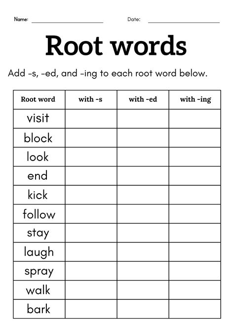 Root Words Worksheet For Grade 1 Or 2 Root Words And Affixes