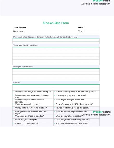 Free Printable One To One Meeting Templates Pdf Word Excel