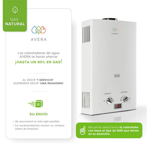 Avera calentador boiler de agua instantáneo para gas natural 2 y medio